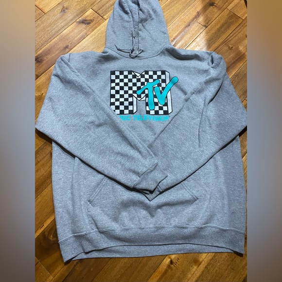 MTV Gray Hoodie with Blue Logo - Picture 1 of 12